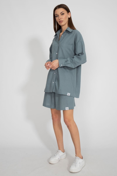 Леновая рубашка свободного кроя с накладным карманом Kivviwear 4073.17 - фото 4