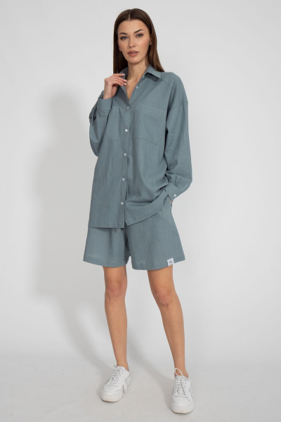 Леновая рубашка свободного кроя с накладным карманом Kivviwear 4073.17 - фото 3