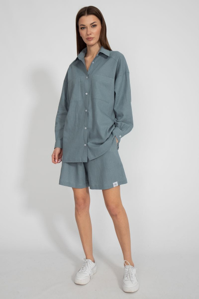 Леновая рубашка свободного кроя с накладным карманом Kivviwear 4073.17 - фото 2