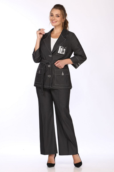 Широкие брюки и жакет с накладными карманами и резинкой Matini 1.1444 графит - фото 8
