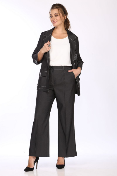 Широкие брюки и жакет с накладными карманами и резинкой Matini 1.1444 графит - фото 5