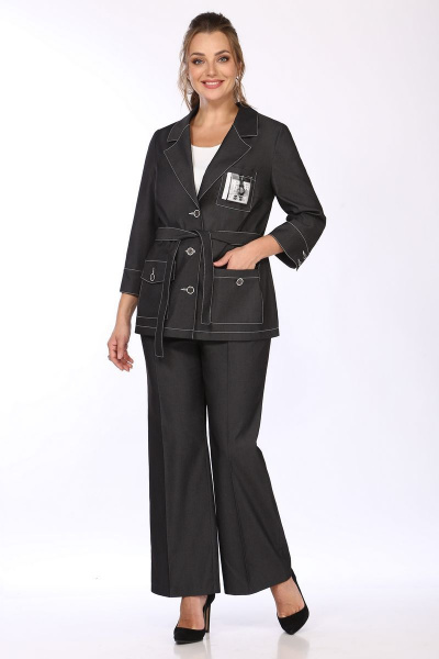 Широкие брюки и жакет с накладными карманами и резинкой Matini 1.1444 графит - фото 1