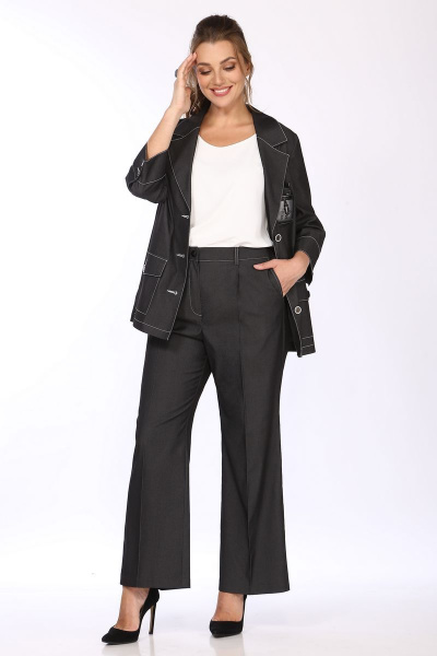 Широкие брюки и жакет с накладными карманами и резинкой Matini 1.1444 графит - фото 3