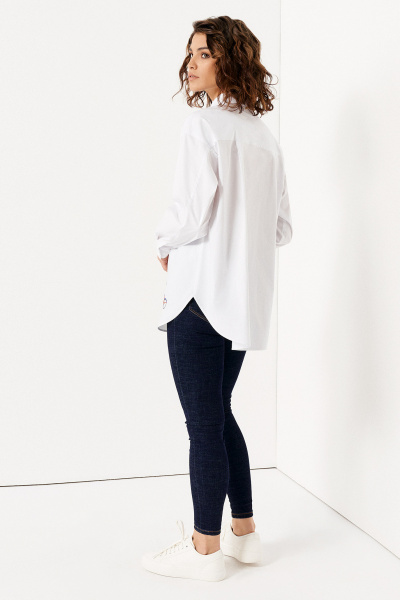 Блузка женская с принтом на пуговицах из хлопка Панда 139840w белый - фото 3