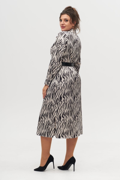 Платье-рубашка из текстиля, длина полное с разрезами и поясом Anelli 1320 зебра - фото 4