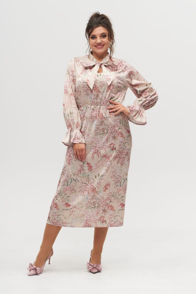 Платье Anelli 1322 бежевые_цветы - фото 4