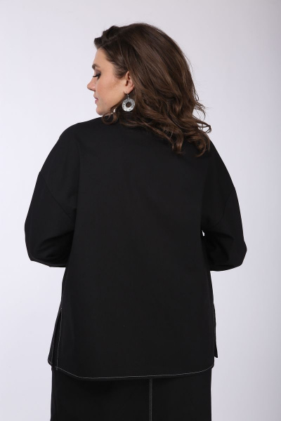 Джинсовая блуза с накладными карманами INVITE 1048 черный - фото 4