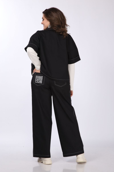 Джинсовая рубашка с воротником стойкой и карманами INVITE 1049 черный - фото 3