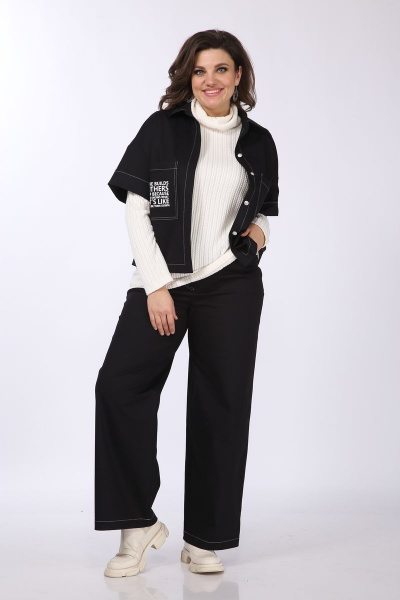 Джинсовые брюки прямые с накладными карманами для ежедневного стиля INVITE 2026 черный - фото 2