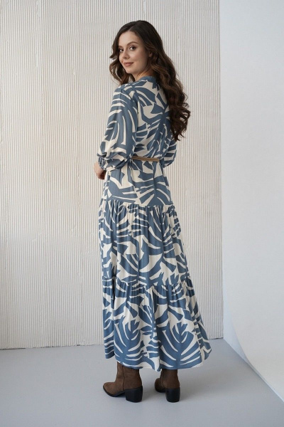 Платье BARBARA B122 монстера/синий - фото 7