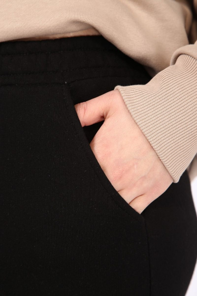 Брюки свободные трикотажные с высокой посадкой и карманами INVITE 2032 черный - фото 3