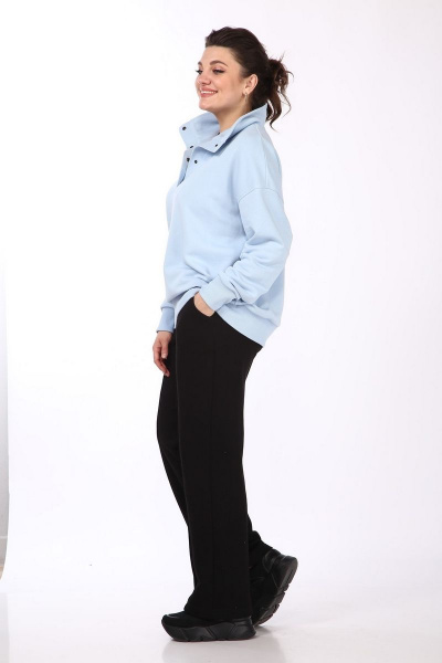 Брюки свободные трикотажные с высокой посадкой и карманами INVITE 2032 черный - фото 7