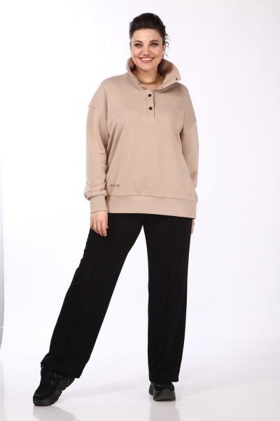 Брюки свободные трикотажные с высокой посадкой и карманами INVITE 2032 черный - фото 6