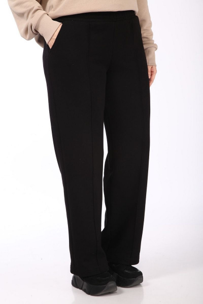 Брюки свободные трикотажные с высокой посадкой и карманами INVITE 2032 черный - фото 2