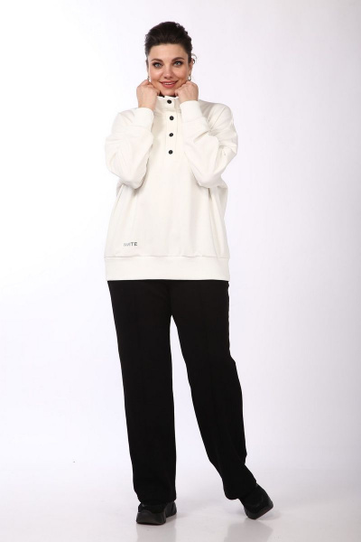 Брюки свободные трикотажные с высокой посадкой и карманами INVITE 2032 черный - фото 1