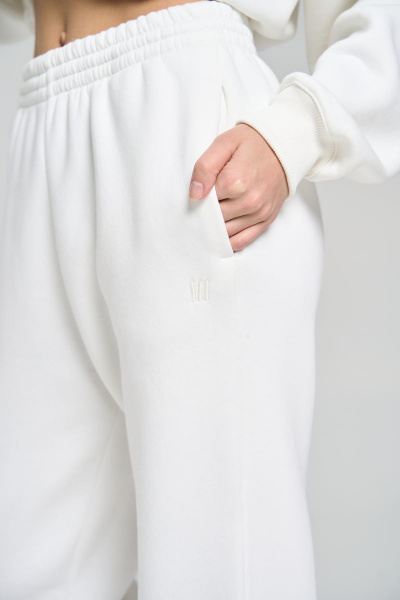 Белый спортивный костюм с укороченным худи и джоггерами RAWR 311 молочный.начес - фото 7