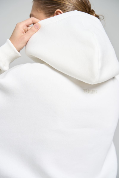 Белый спортивный костюм с укороченным худи и джоггерами RAWR 311 молочный.начес - фото 4