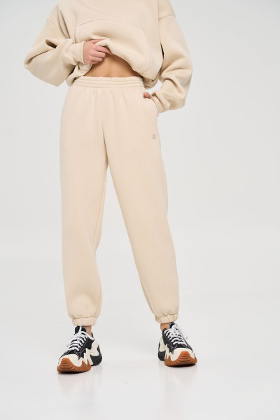 Бежевый спортивный костюм с укороченным худи и джоггерами RAWR 311 бежевый.начес - фото 7
