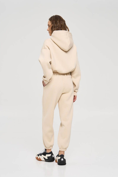 Бежевый спортивный костюм с укороченным худи и джоггерами RAWR 311 бежевый.начес - фото 2