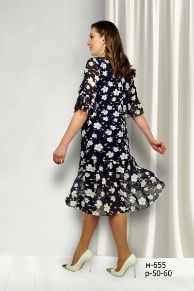 Платье прямое из шифона с воланами и сборками Fortuna ШЖ 655 - фото 2