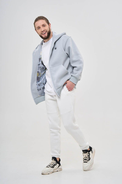 Объемный оверсайз худи с карманом-кенгуру для спорт-шика RAWR 403 лунный_камень.начес - фото 3