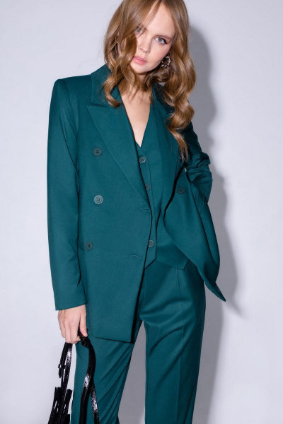 Брюки, жакет, жилет PiRS 4468 изумрудный - фото 4