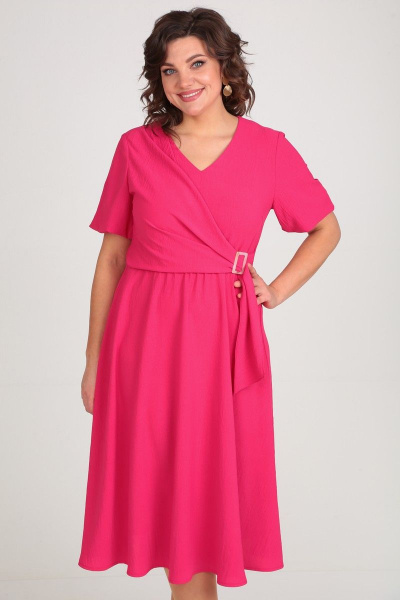 Платье миди с запахом и ассиметричным лифом Danaida 2161 фуксия - фото 6
