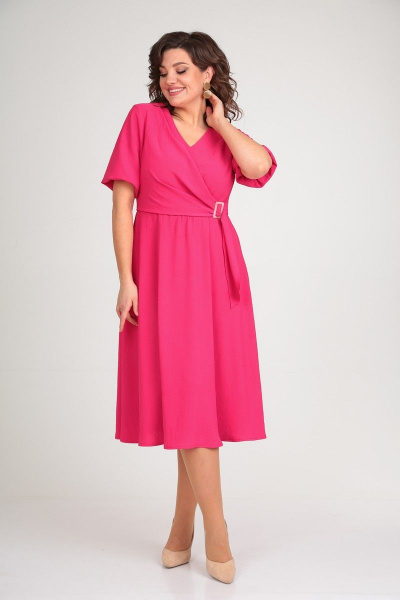 Платье миди с запахом и ассиметричным лифом Danaida 2161 фуксия - фото 3