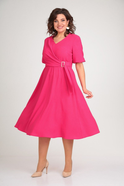 Платье миди с запахом и ассиметричным лифом Danaida 2161 фуксия - фото 2