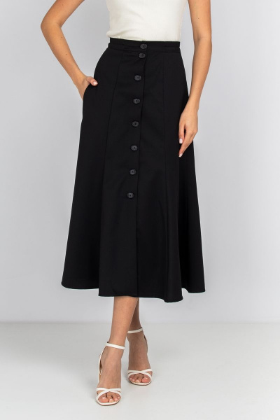Юбка-годе из текстиля с резинкой и карманами Mirolia 1117 чёрный - фото 5