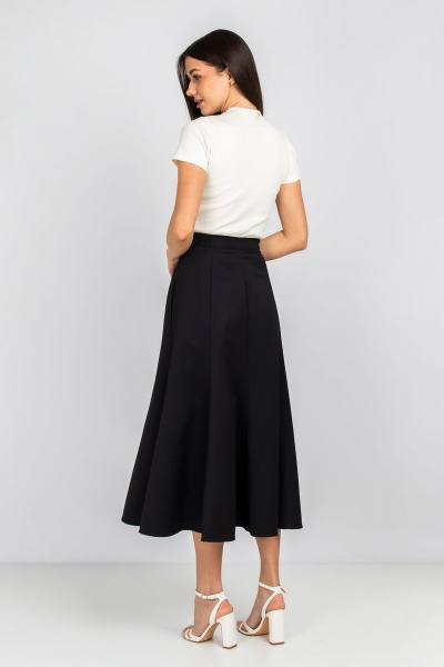 Юбка-годе из текстиля с резинкой и карманами Mirolia 1117 чёрный - фото 4