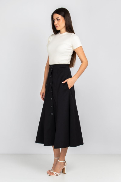 Юбка-годе из текстиля с резинкой и карманами Mirolia 1117 чёрный - фото 3