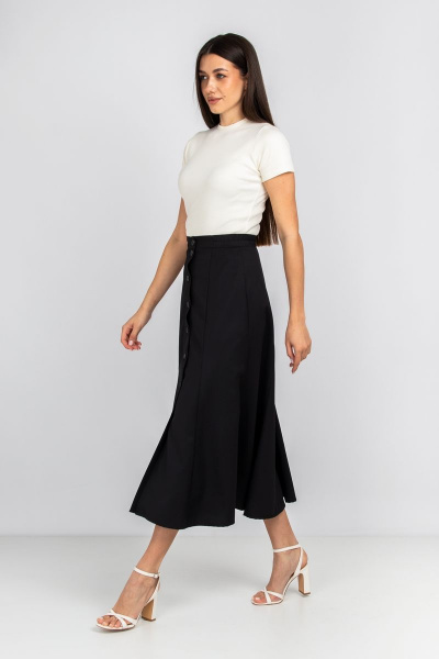 Юбка-годе из текстиля с резинкой и карманами Mirolia 1117 чёрный - фото 2