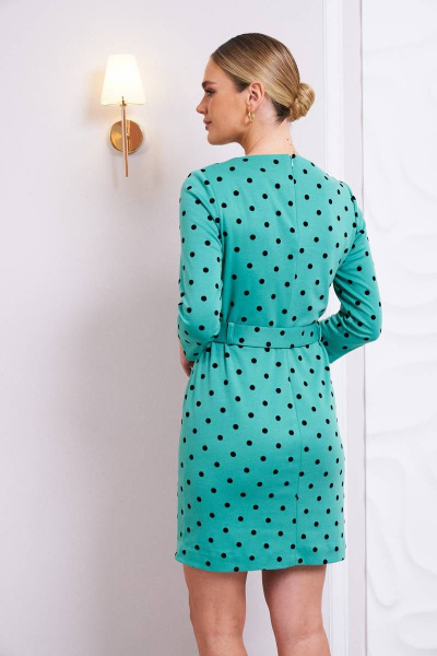 Платье из мягкого трикотажа с поясом для демисезона Stilville 1689 мята - фото 2