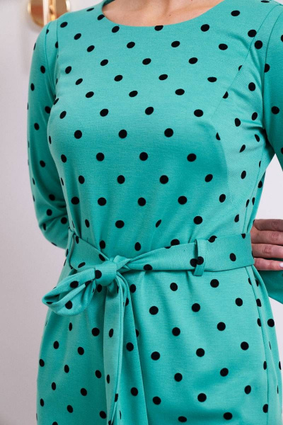 Платье из мягкого трикотажа с поясом для демисезона Stilville 1689 мята - фото 3