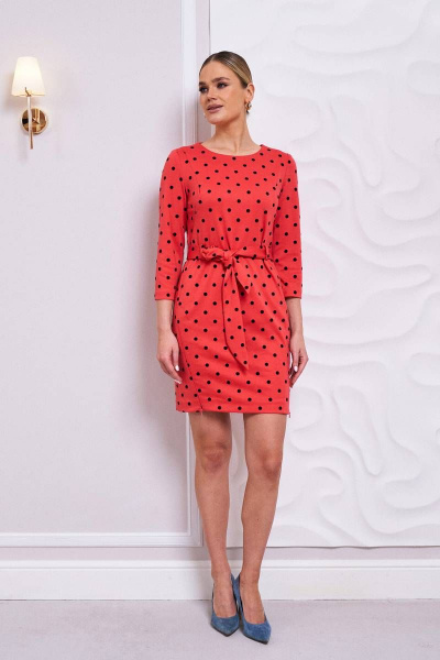 Платье из трикотажа с съемным поясом для демисезона Stilville 1689 розовый - фото 2