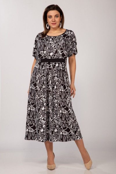 Платье летнее шелковое с принтом и складками TrikoTex Stil 0921 - фото 1