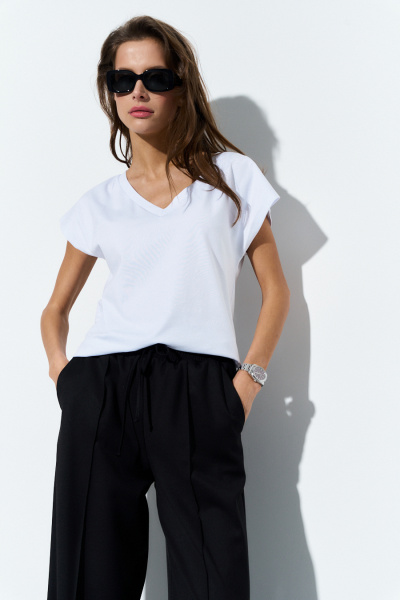 Джемпер из хлопка в стиле повседневный демисезон Luitui R5023 белый - фото 1