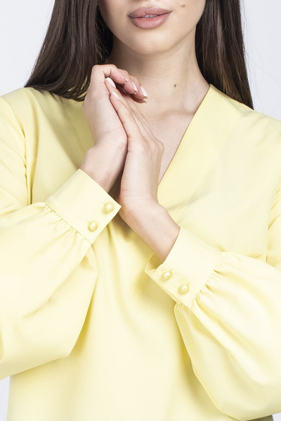 Блуза женская делового стиля, прямого силуэта. VIZAVI 699 желтый - фото 4