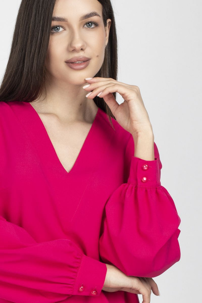 Блуза женская делового стиля, прямого силуэта. VIZAVI 699 фуксия - фото 4