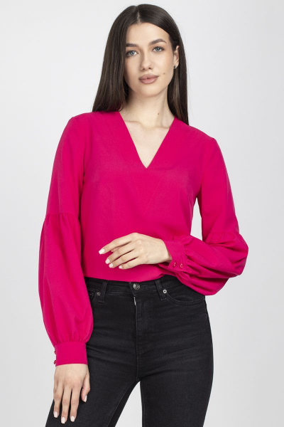 Блуза женская делового стиля, прямого силуэта. VIZAVI 699 фуксия - фото 3