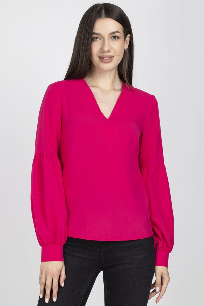 Блуза женская делового стиля, прямого силуэта. VIZAVI 699 фуксия - фото 2