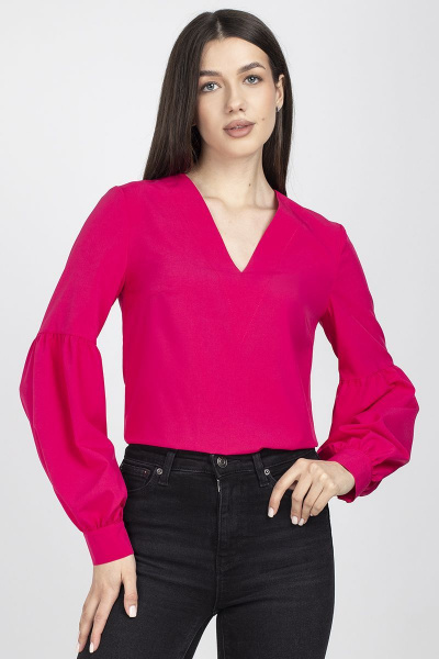 Блуза женская делового стиля, прямого силуэта. VIZAVI 699 фуксия - фото 1