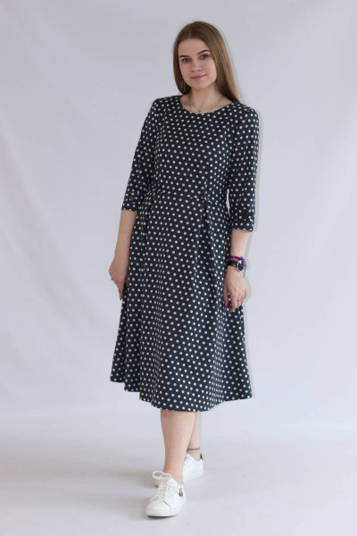 Платье на каждый день с карманами и рельефами Mita ЖМ1161 горох - фото 1