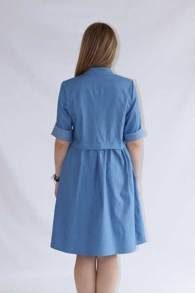 Отрезное по линии талии платье с рубашечным воротником Mita ЖМ1168б джинс - фото 3