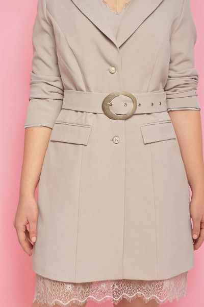 летний бежевый жакет на пуговицах с жемчужными деталями Anelli 655 перламутр - фото 2