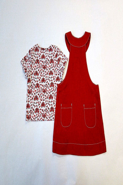 Комплект для девочки ясельной группы с сарафаном и джемпером Юнона М6618 красный - фото 2