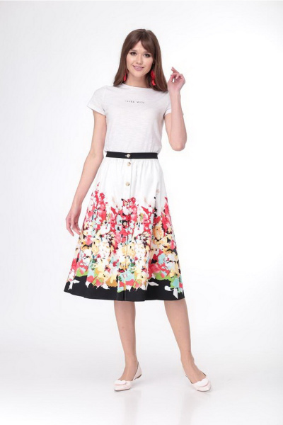 Юбка на поясе с наклонными карманами и планкой Djerza 058 белый+красный - фото 7