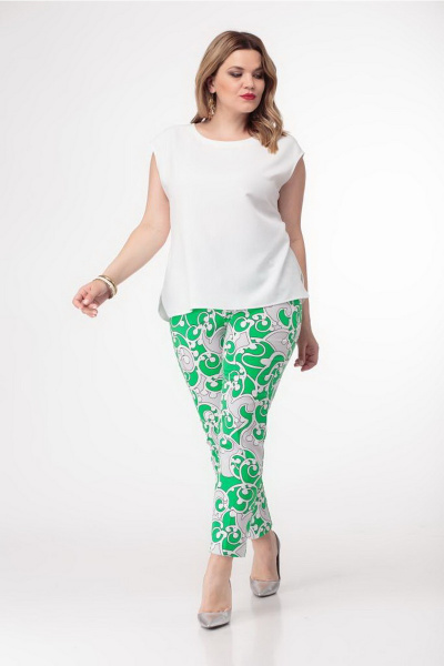 Зеленые зауженные брюки из хлопка со вставками Djerza 072 зеленый - фото 1