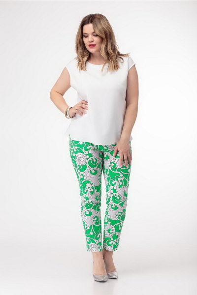 Зеленые зауженные брюки из хлопка со вставками Djerza 072 зеленый - фото 3